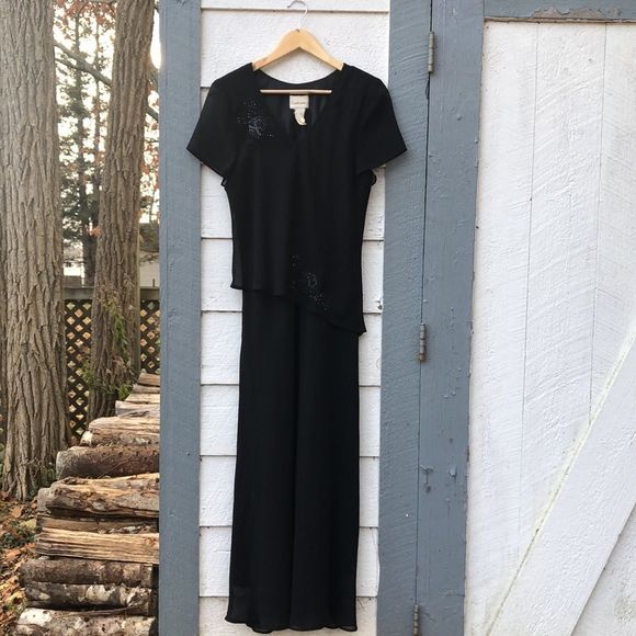 Vintage Sears Traditions Black Dress with Beading Details Size Medium - Picture 4 of 9